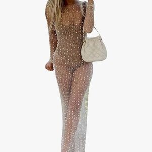 Pearl mesh dress/ coverup